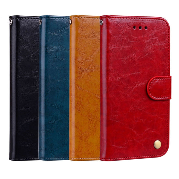 Business Style Oil Wax Texture Horizontal Flip Leather Case for Huawei Honor 7A (with fingerprint hole), with Holder & Card Slots & Wallet