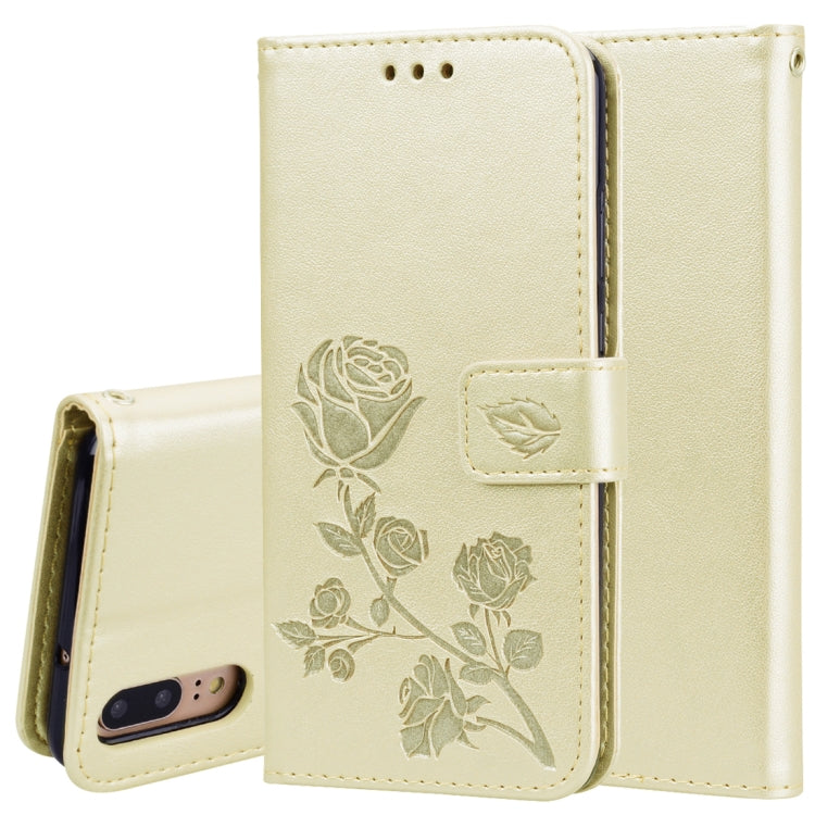 Rose Embossed Horizontal Flip PU Leather Case for Huawei P20, with Holder & Card Slots & Wallet
