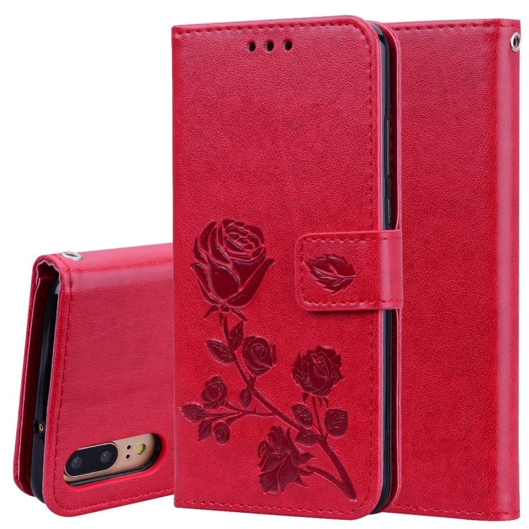 Rose Embossed Horizontal Flip PU Leather Case for Huawei P20, with Holder & Card Slots & Wallet