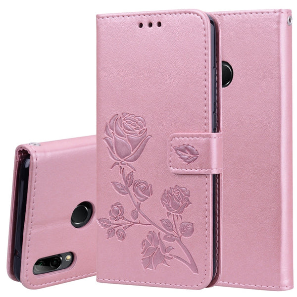 Rose Embossed Horizontal Flip PU Leather Case for Huawei Y9 (2019), with Holder & Card Slots & Wallet