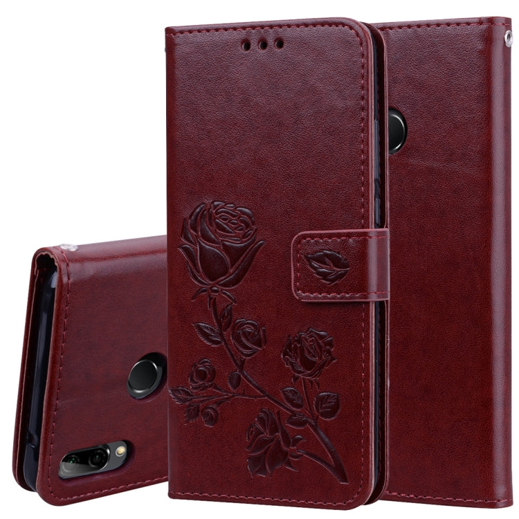 Rose Embossed Horizontal Flip PU Leather Case for Huawei Y9 (2019), with Holder & Card Slots & Wallet