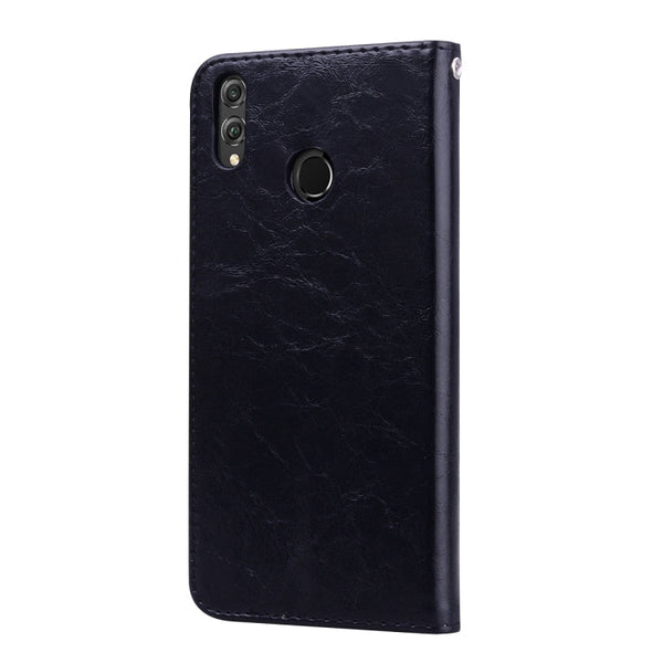 Business Style Oil Wax Texture Horizontal Flip Leather Case for Huawei Honor 8X, with Holder & Card Slots & Wallet
