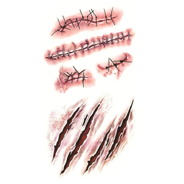10pcs S-165 Halloween Terror Wound Realistic Scratches Injury Scar Temporary Tattoo Sticker