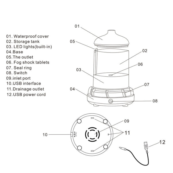 100ml Creative Vase Shape Aromatherapy Machine 3D Glass Humidifier Automatic Alcohol Sprayer with Colorful LED Lamp, 3D Glass Humidifier