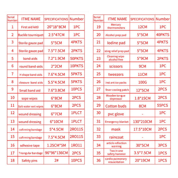 234 In 1 Portable Home Outdoor Emergency Supplies Kit Survival Rescue Box, 26x18x8cm (Green), 26x18x8cm (Red)