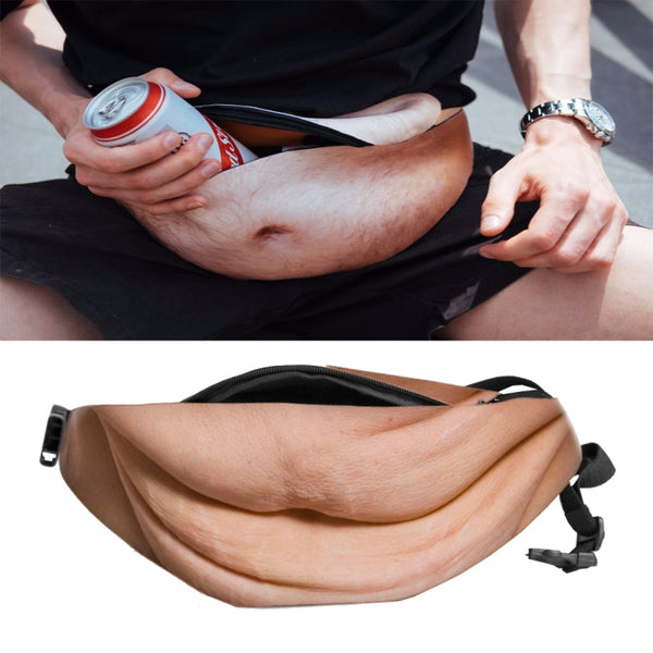 Creative Funny Anti-harassment Artificial Belly Shape Outdoor Bags, Multifunctional Portable Unisex Sports Belly Waist Bag