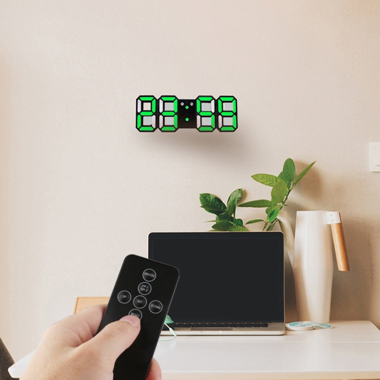 Modern 3D LED Sound Control Colorful Digital Alarm Clock Adjust Brightness Electronic Wall Glowing Hanging Clock with Remote Control