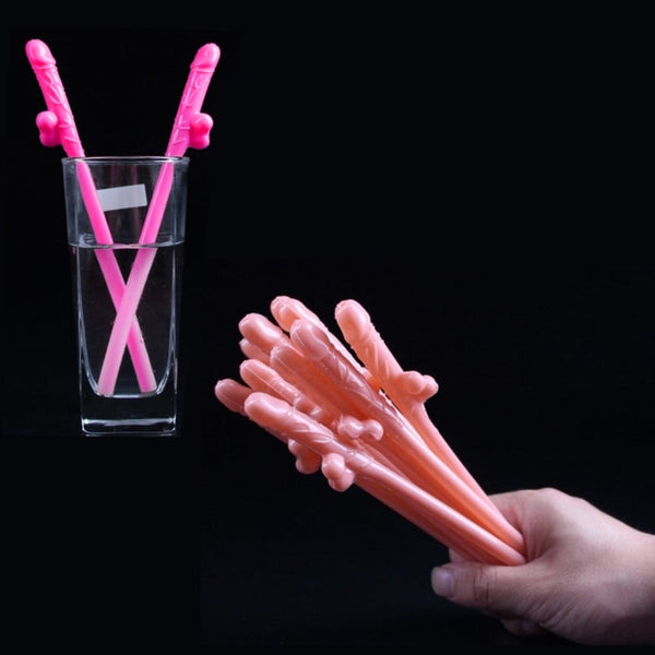 10 PCS Dicky Sipping Straw, Length: about 19cm, Dicky Sipping Straw(Black)