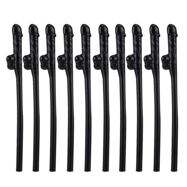10 PCS Dicky Sipping Straw, Length: about 19cm, Dicky Sipping Straw(Black)