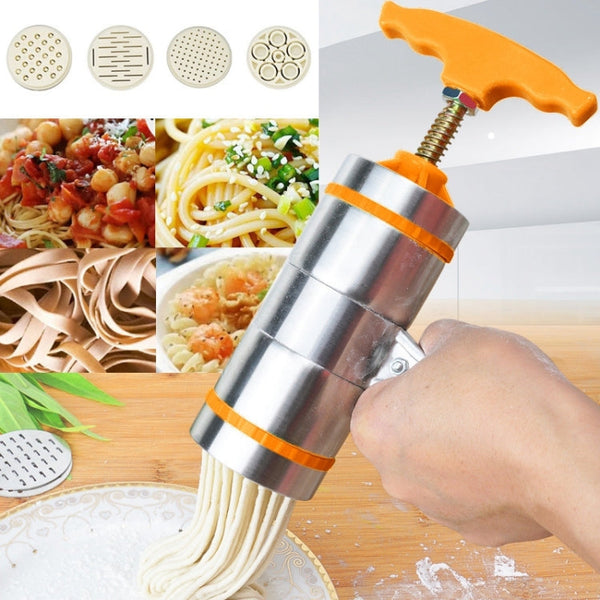 4 Molds Household Manually Small Stainless Steel Pressing Style Handhold Noodle Machine, 4 Molds