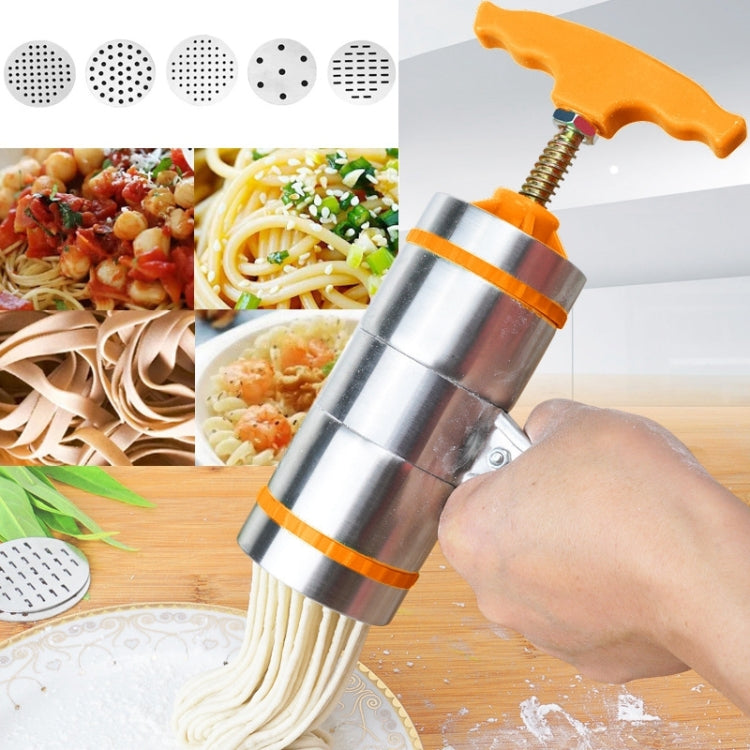 5 Molds Household Manually Small Stainless Steel Pressing Style Handhold Noodle Machine, 5 Molds