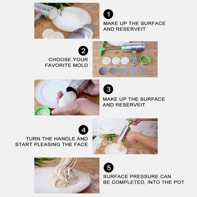 5 Molds Household Manually Small Stainless Steel Pressing Style Handhold Noodle Machine, 5 Molds