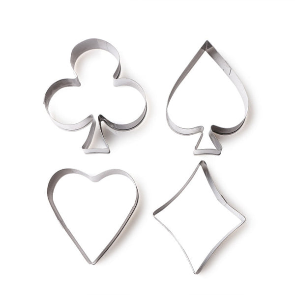 3 Sets Stainless Steel Poker Cookie Mold Playing Cards Cake Fondant Mold Spade Heart Biscuit Cutter, 3 Sets