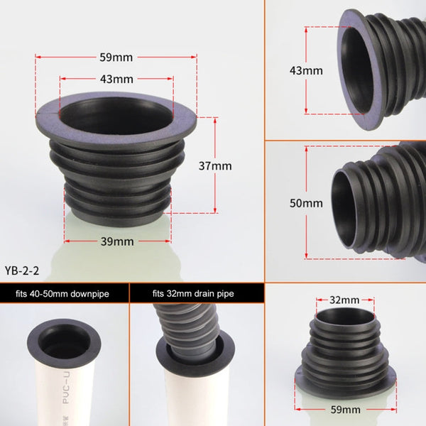 3 PCS Sewer Lengthen Odor-resistant Silicone Joint Kitchen Plumbing Sewer Drain Sealing Plug, Random Color Delivery, Sewer Lengthen Silicone Joint