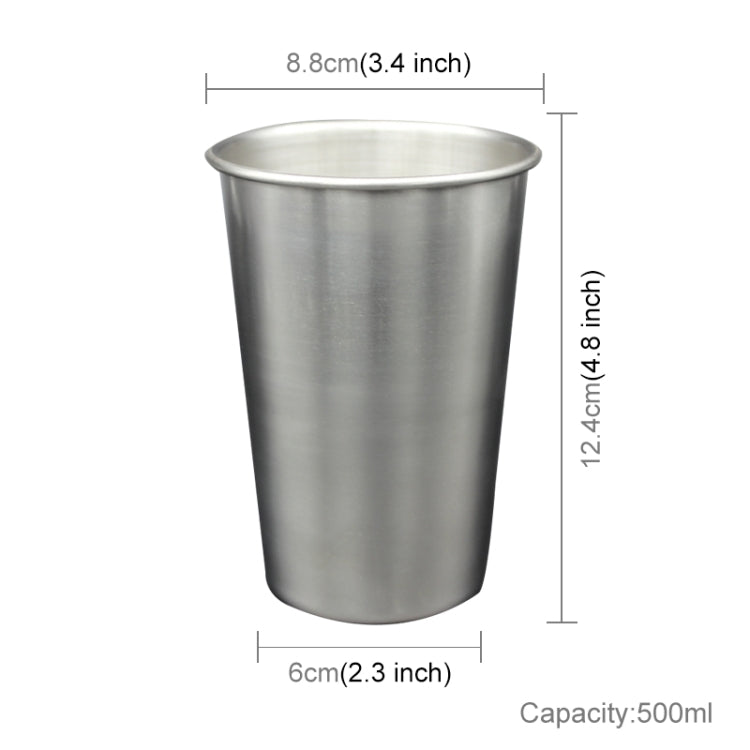 500ml Single Wall Electropolished Stainless Steel Curling Edge Beverage Cup With Rubber Circle Band And Cap, 500ml