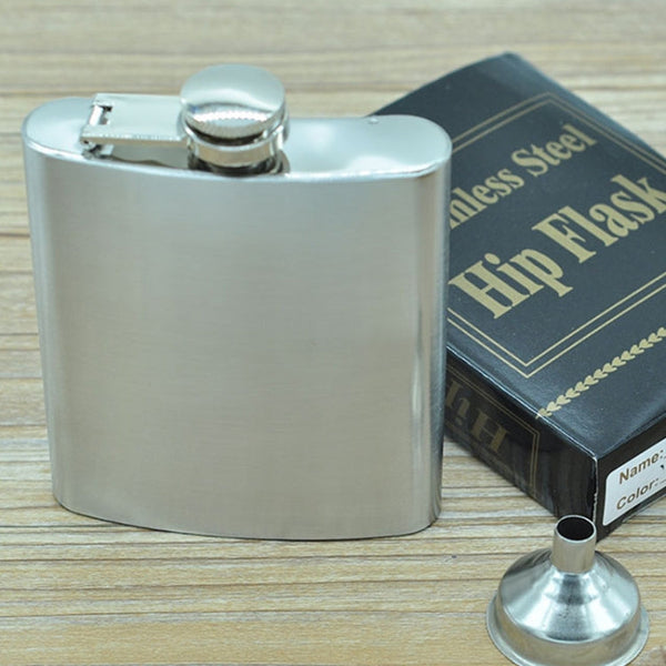 196mL (7oz) Outdoor Sports Handy Home Travel Wild Stainless Steel Portable Hip Flask(with Small Funnel)(Silver 196mL (7oz)), 196mL (7oz)