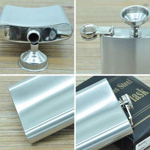 196mL (7oz) Outdoor Sports Handy Home Travel Wild Stainless Steel Portable Hip Flask(with Small Funnel)(Silver 196mL (7oz)), 196mL (7oz)