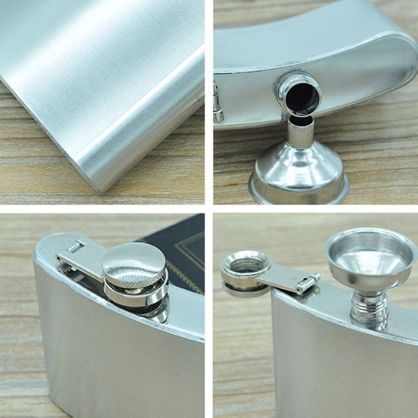 112mL (4oz) Outdoor Sports Handy Home Travel Wild Stainless Steel Portable Hip Flask(with Small Funnel)(Silver 112mL (4oz))