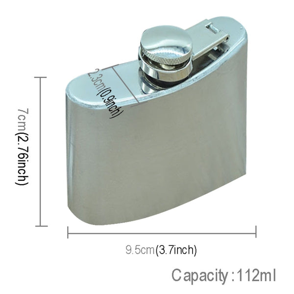 112mL (4oz) Outdoor Sports Handy Home Travel Wild Stainless Steel Portable Hip Flask(with Small Funnel)(Silver 112mL (4oz))