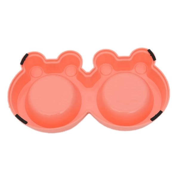 2 in 1 Stainless Steel  Bowls, Anti-slippery Mat Cartoon Shape Detachable Pets Bowls, Random Color Delivery