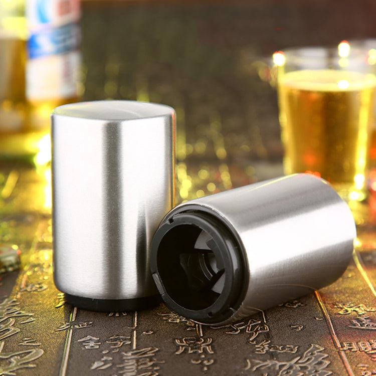 Magnetic Automatic Beer Bottle Cap Opener Stainless Steel Push Down Beer Opener Kitchen Gadgets, Size: 8.5 x 5.2cm, Magnetic Opener