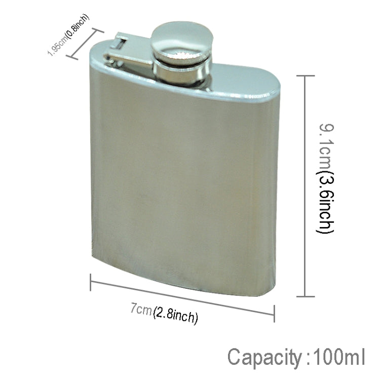 100ml(3.5oz)  Pocket Flagon Outdoor Sports Flat Liquor Flask Camping Ultralight Portable Wearproof Wine Pot(Silver), 100ml(3.5oz)