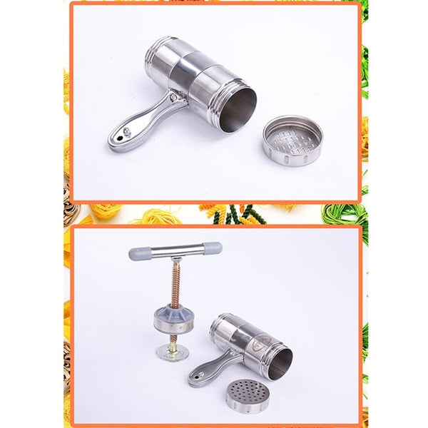 Household Stainless Steel Manual Pasta Machine Hand Pressure Noodle Machine Noodle Maker with 5 Models, Pressure Noodle Maker