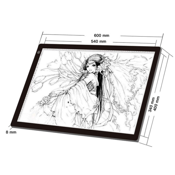 A2 Size 23W 12V  LED Three Level of Brightness Dimmable Acrylic Copy Boards for Anime Sketch Drawing Sketchpad, with Power Adapter