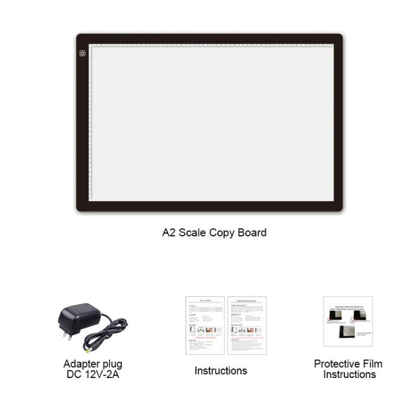A2 Size 23W 12V  LED Three Level of Brightness Dimmable Acrylic Copy Boards for Anime Sketch Drawing Sketchpad, with Power Adapter