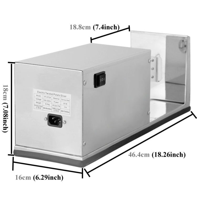 Stainless Steel Electric Tornado Potato Tower Crane, EU Plug