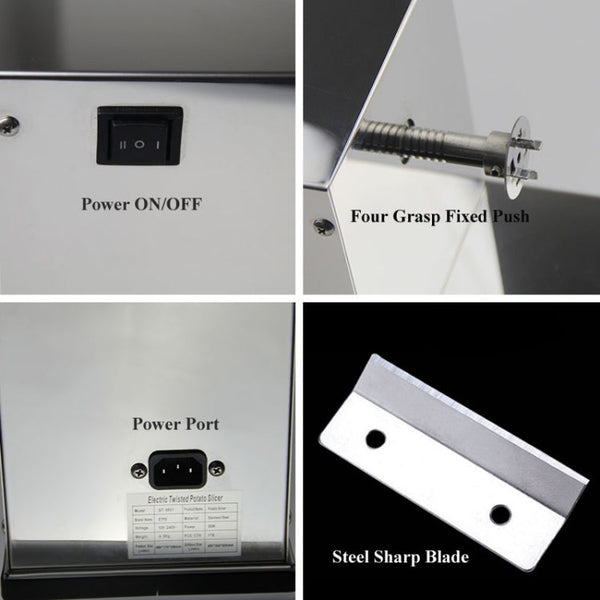 Stainless Steel Electric Tornado Potato Tower Crane, EU Plug