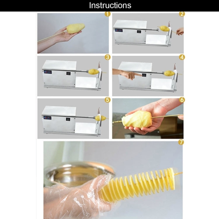 Stainless Steel Electric Tornado Potato Tower Crane, EU Plug