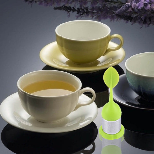 Food Grade Leaf Silicone Make Tea Bag Stainless Steel Tea Strainers, Random Color Delivery