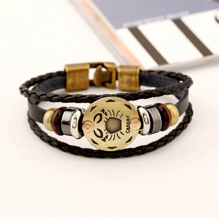 2 PCS Couple Lovers Jewelry Leather Braided Constellation Detail Hand Chain Bracelet, Size: 21*1.2cm