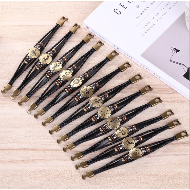 2 PCS Couple Lovers Jewelry Leather Braided Constellation Detail Hand Chain Bracelet, Size: 21*1.2cm