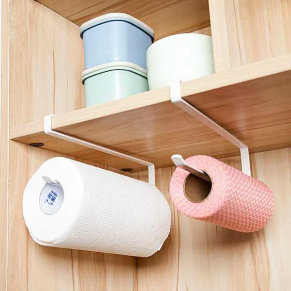 Stainless Metal Kitchen Toilet Paper Towel Rack Paper Towel Roll Holder Cabinet Hanging Shelf Preservative Film Storage Rack,Size: 26*10.8*1.5cm