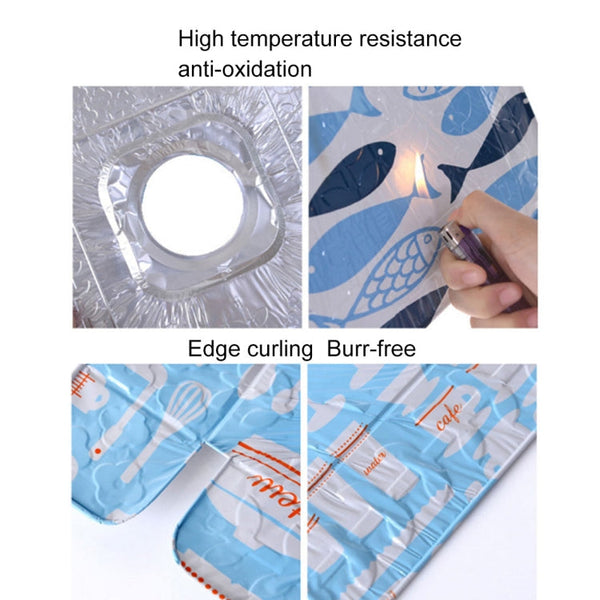 2 PCS Gas Stove Protectors Tableware Print Foil Heat-resistant Anti-Fouling Liner Cleaning Kitchen Tools Mat, HC3595A, HC3595B, HC3595C