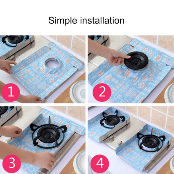 2 PCS Gas Stove Protectors Tableware Print Foil Heat-resistant Anti-Fouling Liner Cleaning Kitchen Tools Mat, HC3595A, HC3595B, HC3595C