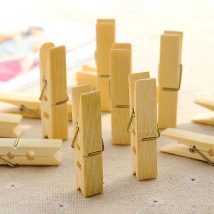 100pcs Multi-function Mini Bamboo Clothes Photo Paper Peg Clothespin Laundry Hanger Clip, Bamboo