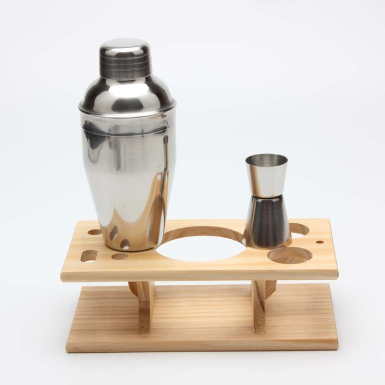 9 in 1 Stainless Steel Cocktail Shaker Tools Set with Wooden Mount, Capacity: 550ml, 550ml