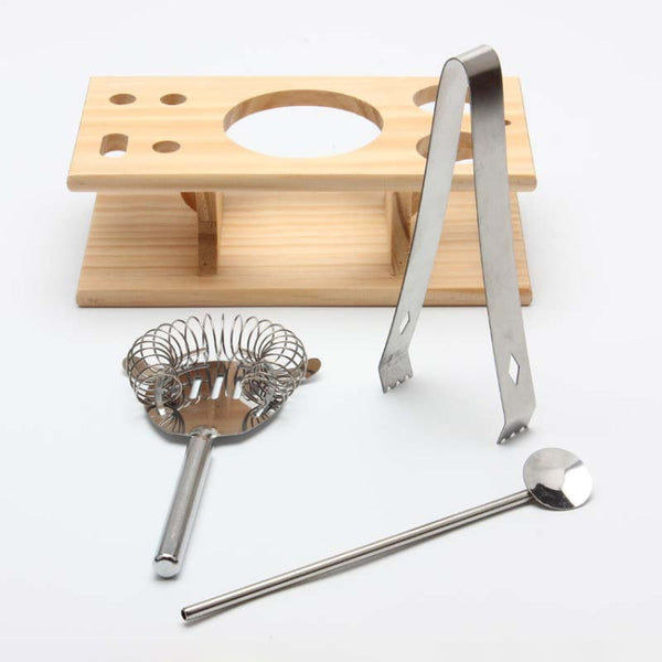 9 in 1 Stainless Steel Cocktail Shaker Tools Set with Wooden Mount, Capacity: 550ml, 550ml