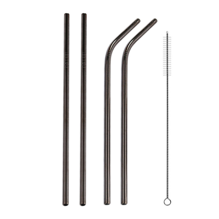 4pcs Reusable Stainless Steel Drinking Straw + Cleaner Brush Set Kit,  215*6mm, 215*6mm (Combination)