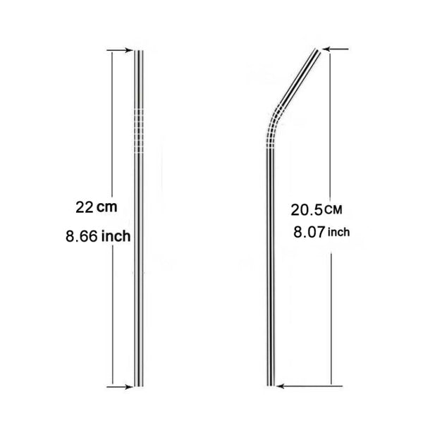 4pcs Reusable Stainless Steel Drinking Straw + Cleaner Brush Set Kit,  215*6mm, 215*6mm (Combination)
