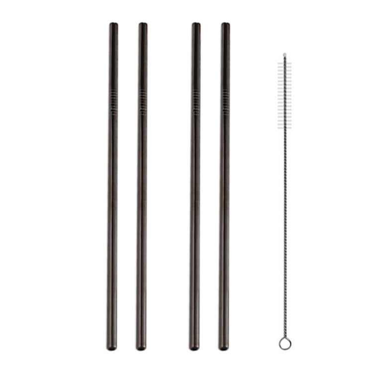 5pcs Reusable Stainless Steel Straight Drinking Straw + Cleaner Brush Set Kit,  215*8mm, 215*8mm (Straight)