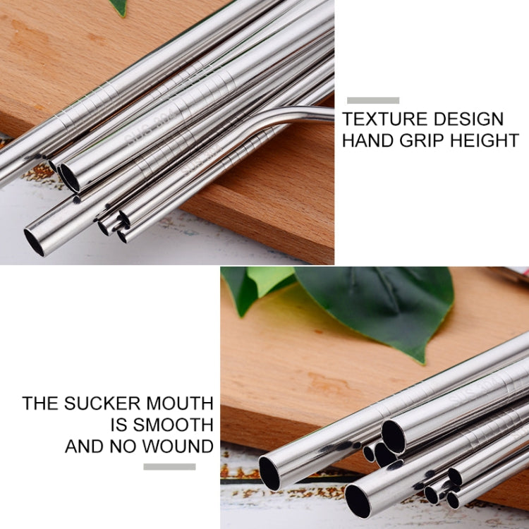 5pcs Reusable Stainless Steel Straight Drinking Straw + Cleaner Brush Set Kit,  266*6mm, 266*6mm (Straight)
