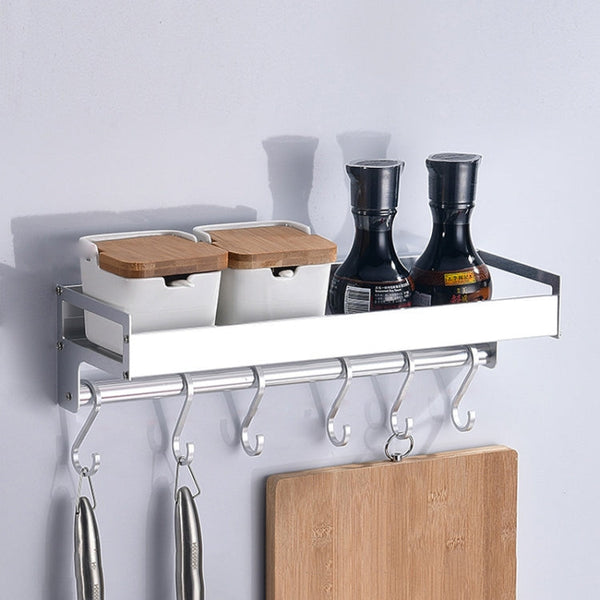 30cm 4 Hooks Kitchen Multi-function Wall Hanging Holder Seasoning Storage Rack, 30cm 4 Hooks(Silver)
