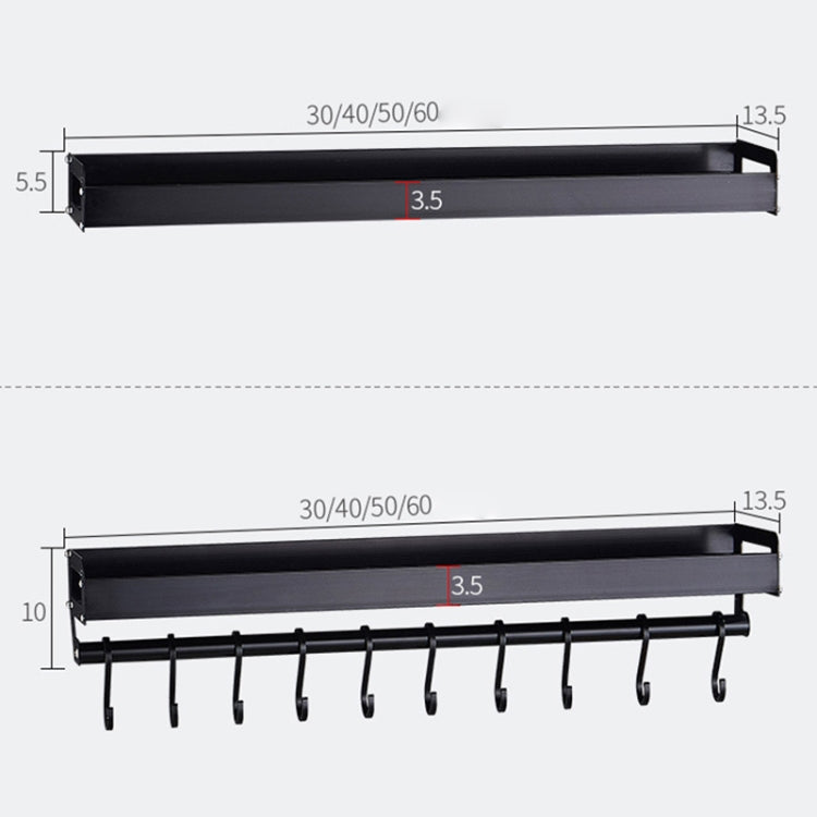 30cm Kitchen Multi-function Wall Hanging Holder Seasoning Storage Rack, 30cm(Black)