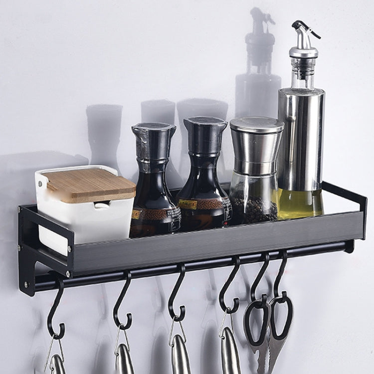 40cm 6 Hooks Kitchen Multi-function Wall Hanging Holder Seasoning Storage Rack, 40cm 6 Hooks(Black)