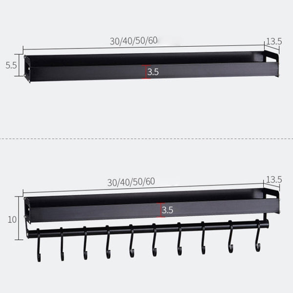 40cm 6 Hooks Kitchen Multi-function Wall Hanging Holder Seasoning Storage Rack, 40cm 6 Hooks(Silver)