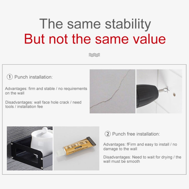 50cm 8 Hooks Kitchen Multi-function Wall Hanging Holder Seasoning Storage Rack, 50cm 8 Hooks (Black)